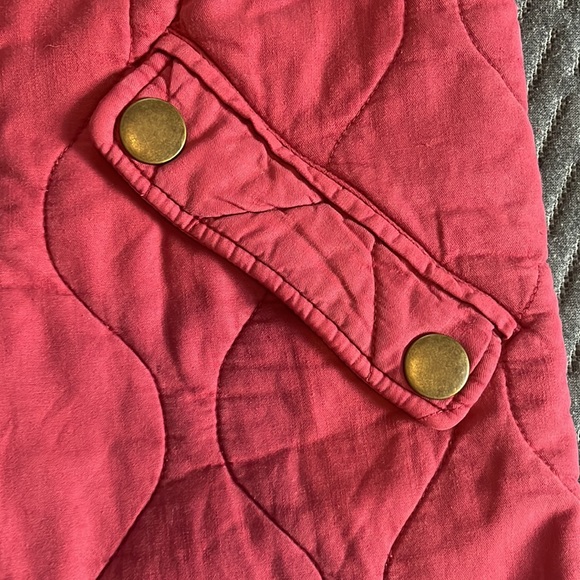 Quilted cranberry coat, hits mid thigh. No hood. Size S - Picture 3 of 4